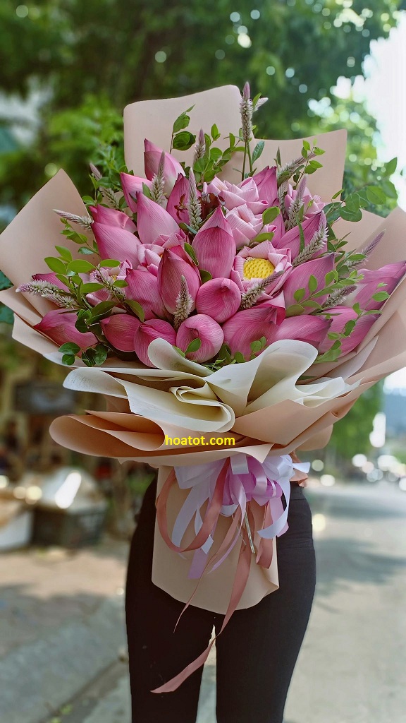Bó hoa sen đẹp - HT617 - Shop hoa tươi | Điện hoa tươi | Hoa online |  Hoatot.com